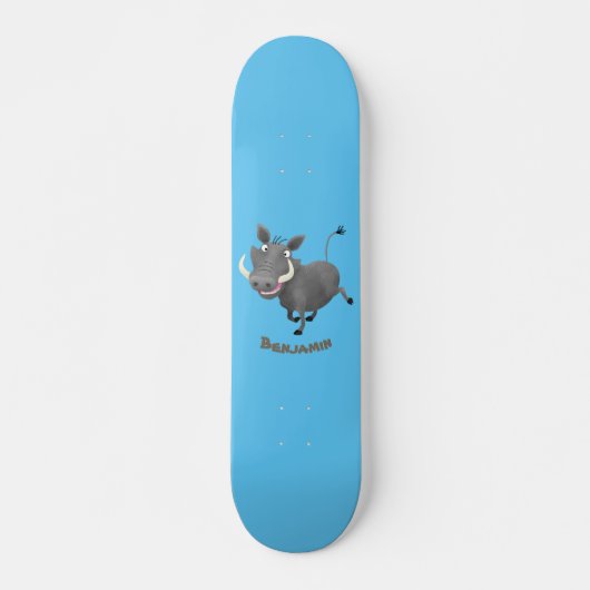 Funny african warthog pig cartoon skateboard (Voorkant)