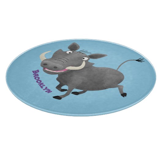 Funny african warthog pig cartoon snijplank (Hoek)