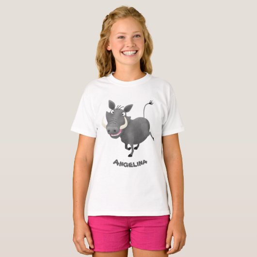 Funny african warthog pig cartoon t-shirt (Voorkant volledig)