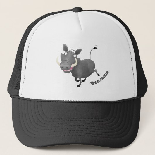 Funny african warthog pig cartoon trucker pet (Voorkant)