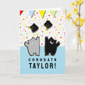 Funny Afstuderen Cats Kaart (Gele Bloem)