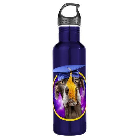 Funny Afstuderen Dog Wearing Pet Waterfles (Voorkant)