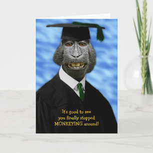 Funny Afstuderen Monkey Macaque feliciteert Feestdagen Kaart