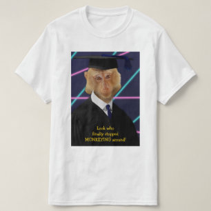 Funny Afstuderen Monkey Macaque Yearbook Custom T-shirt