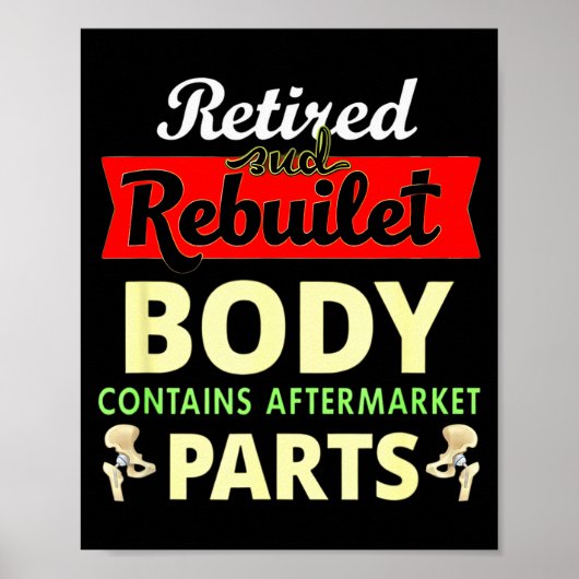 Funny After Hip Surgery Recovery Bionic Hip Replac Poster (Voorkant)