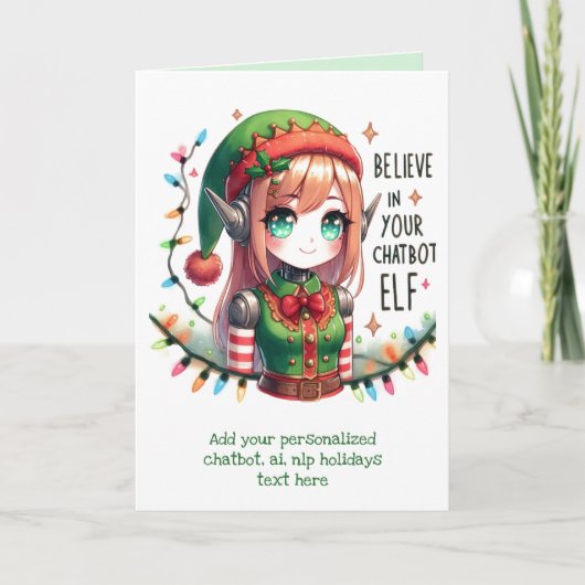 Funny Ai Chatbot Elf Carte de voeux Entreprise (Devant)