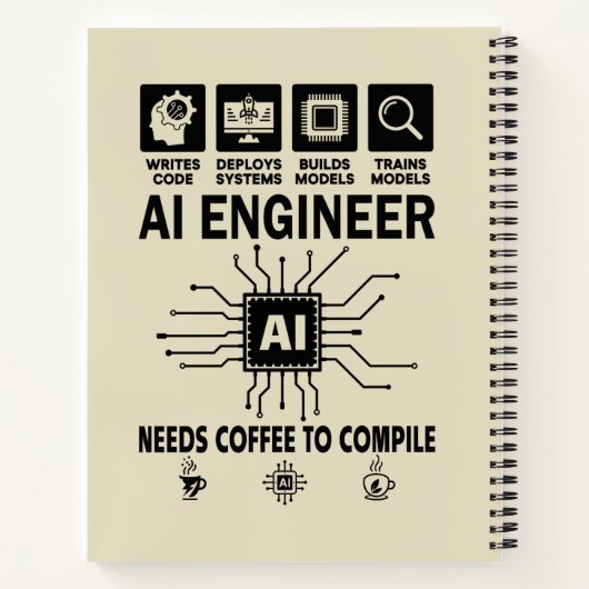 Funny AI Engineer Coding Programmer Developer Tech Notitieboek (Achterkant)