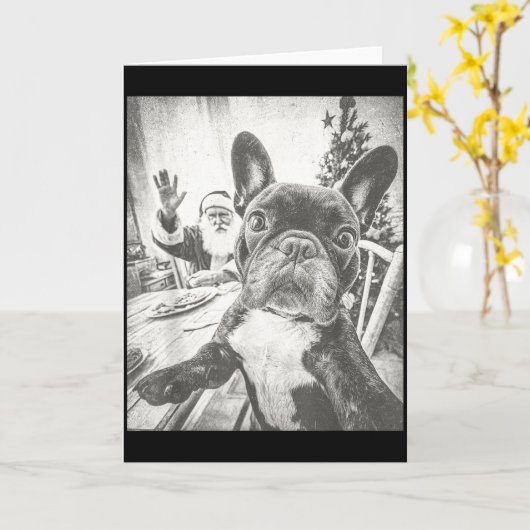Funny Ai French Bulldog Selfie With Santa Claus Ch Kaart (Gele Bloem)