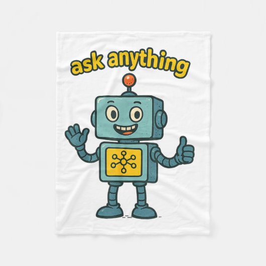 Funny Ai Robot With Ask Anything Quote _ Geek Tee Fleece Deken (Voorkant)