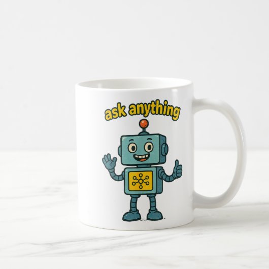 Funny Ai Robot With Ask Anything Quote _ Geek Tee  Koffiemok (Rechts)