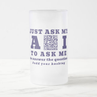 Funny AI Tech Specialist Personalized QR Code Blue Matglas Bierpul