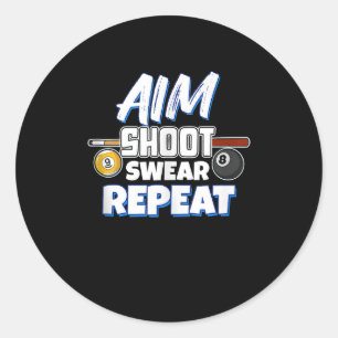 Funny Aim Pool Player Gift Billiard Balls Ronde Sticker