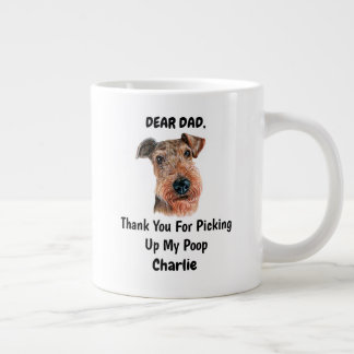 Funny Airedale doodsbange Waterverf Canine Art Extra Grote Beker