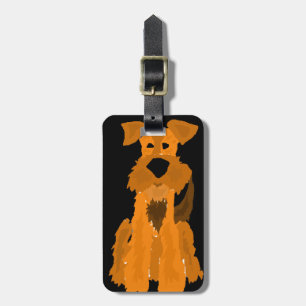 Funny Airedale Terrier Dog Art Bagagelabel