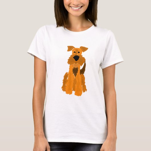 Funny Airedale Terrier Dog Art T-shirt (Voorkant)