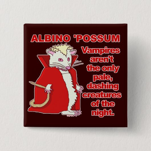 Funny Albino Possum Vampire Animal Vierkante Button 5,1 Cm (Voorkant)