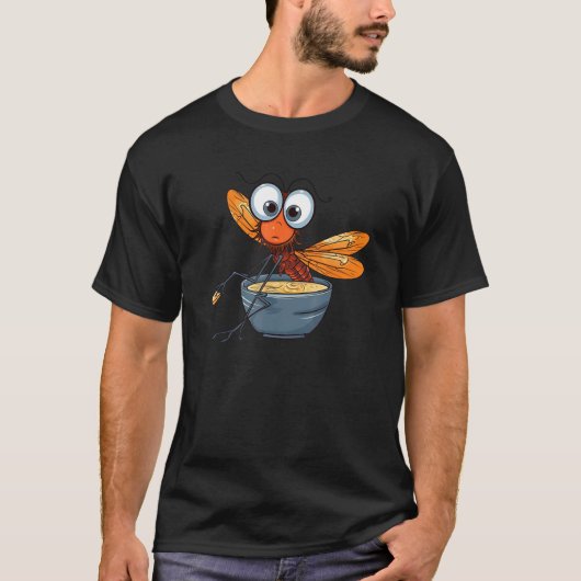 funny alert dragonfly caught with hand in soup bow t-shirt (Voorkant)