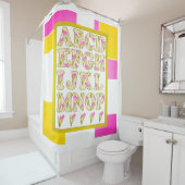 Funny alfabet, bloemalfabet, alfabet douchegordijn (In situ)