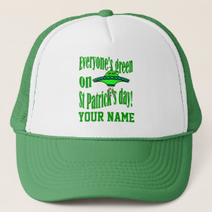 Funny alien cartoon St Patrick's Trucker Pet