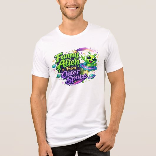 Funny Alien From Outer Space Cute Cartoon Space Tri-Blend Shirt (Voorkant)