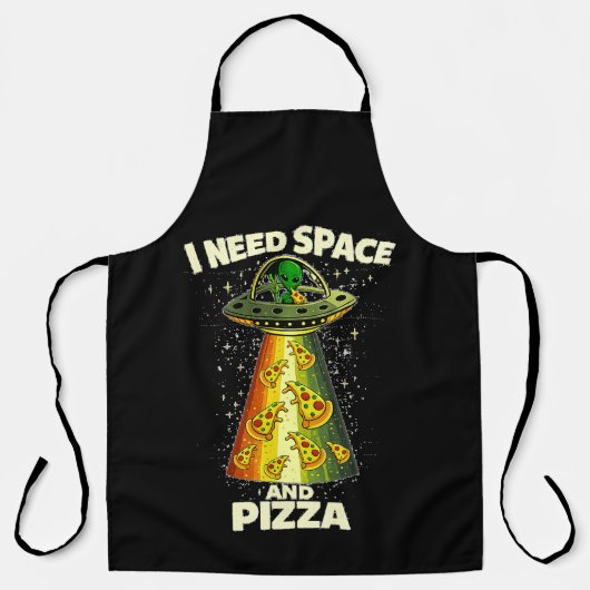 Funny Alien Head Eating Pizza UFO Extraterrestrial Schort (Voorkant)