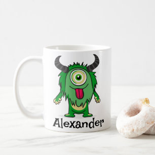 Funny Alien One Eye Green Monster Cartoon Koffiemok