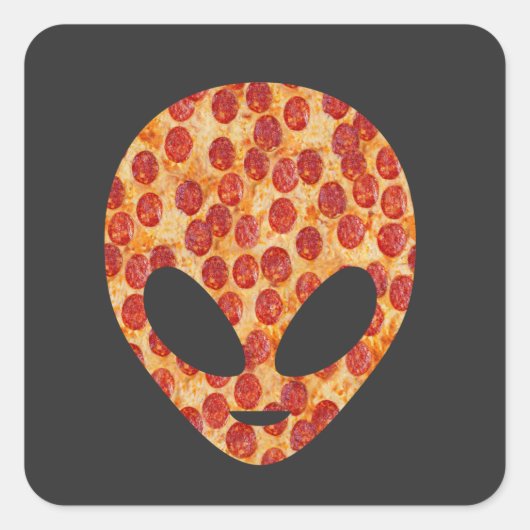 Funny Alien Pizza Head Vierkante Sticker (Voorkant)