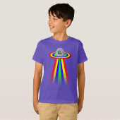 Funny Alien Rainbow Spacecraft T-shirt (Voorkant volledig)