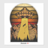 Funny Alien UFO Fisherman Abduction Sticker (Vel)