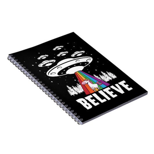Funny Alien UFO Rainbow Unicorn Apparel Notitieboek (Rechterzijde)