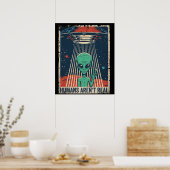 Funny Alien UFO-ruimtecomplot Poster (Keuken)