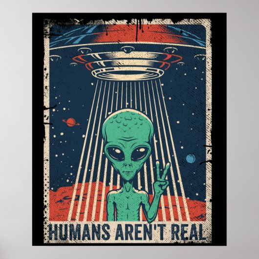 Funny Alien UFO-ruimtecomplot Poster (Voorkant)