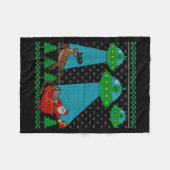 Funny Alien Ufo Santa Sleigh Ugly Christmas Sweate Fleece Deken (Voorkant (Horizontaal))