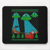 Funny Alien Ufo Santa Sleigh Ugly Christmas Sweate Muismat (Voorkant)