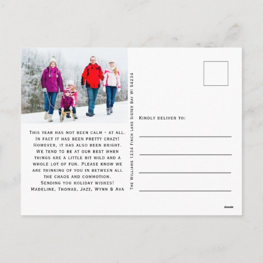 Funny All is geen Calm Holiday Photo Briefkaart (Achterkant)