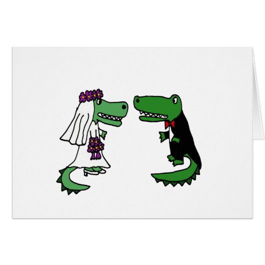 Funny Alligator Bride en Groom Cartoon (Voorkant Horizontaal)