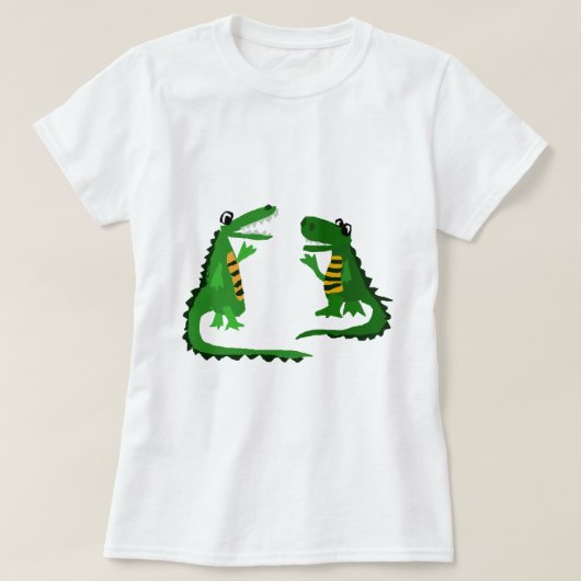 Funny Alligator die praat met Crocodile T-shirt (Design voorkant)