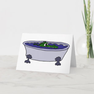 Funny Alligator in een Bathtub-Cartoon Kaart
