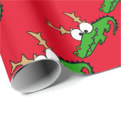 Funny Alligator met kerstkunst Antlers Cadeaupapier (Rol Hoek)