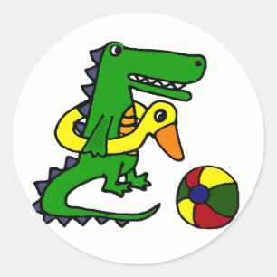 Funny Alligator op het strand Cartoon Ronde Sticker