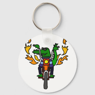 Funny Alligator Riding Motorcycle Sleutelhanger