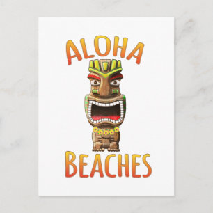 Funny Aloha Beaches Hawaiian Tiki Briefkaart