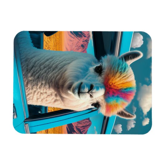 Funny Alpaca in een auto Art Flexible Magnet Magneet (Horizontaal)