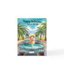 Funny Alpaca La carte d'anniversaire du gâteau