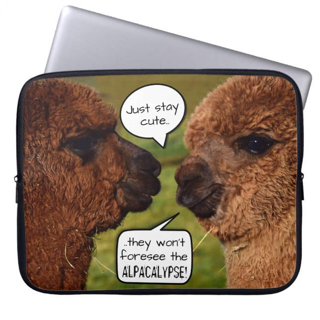 Funny Alpacalypse Scheming Laptop Sleeve (Voorkant)