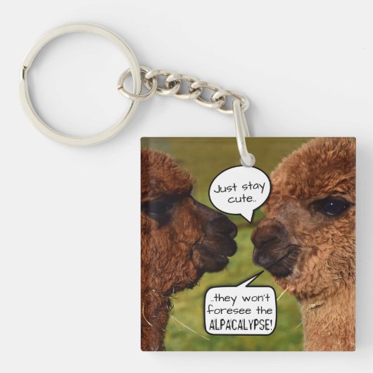 Funny Alpacalypse Scheming Sleutelhanger (Voorkant)