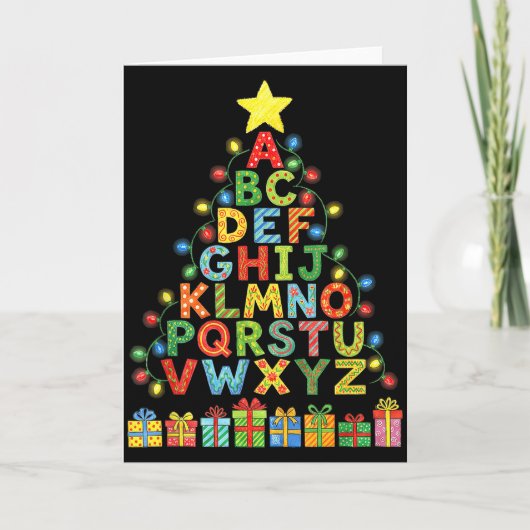 Funny Alphabet Christmas Tree Graphic Abc A-z Teac Kaart (Voorkant)