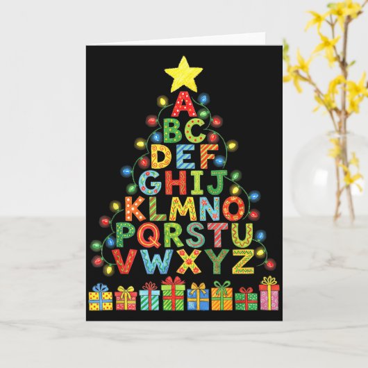 Funny Alphabet Christmas Tree Graphic Abc A-z Teac Kaart (Gele Bloem)
