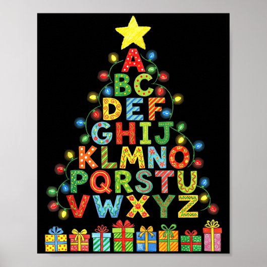Funny Alphabet Christmas Tree Graphic Abc A-z Teac Poster (Voorkant)