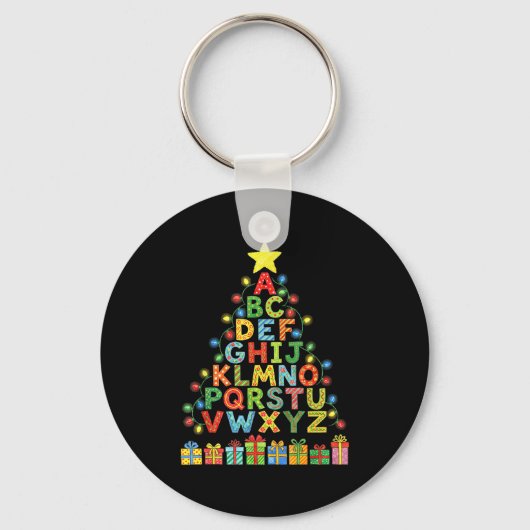 Funny Alphabet Christmas Tree Graphic Abc A-z Teac Sleutelhanger (Voorkant)